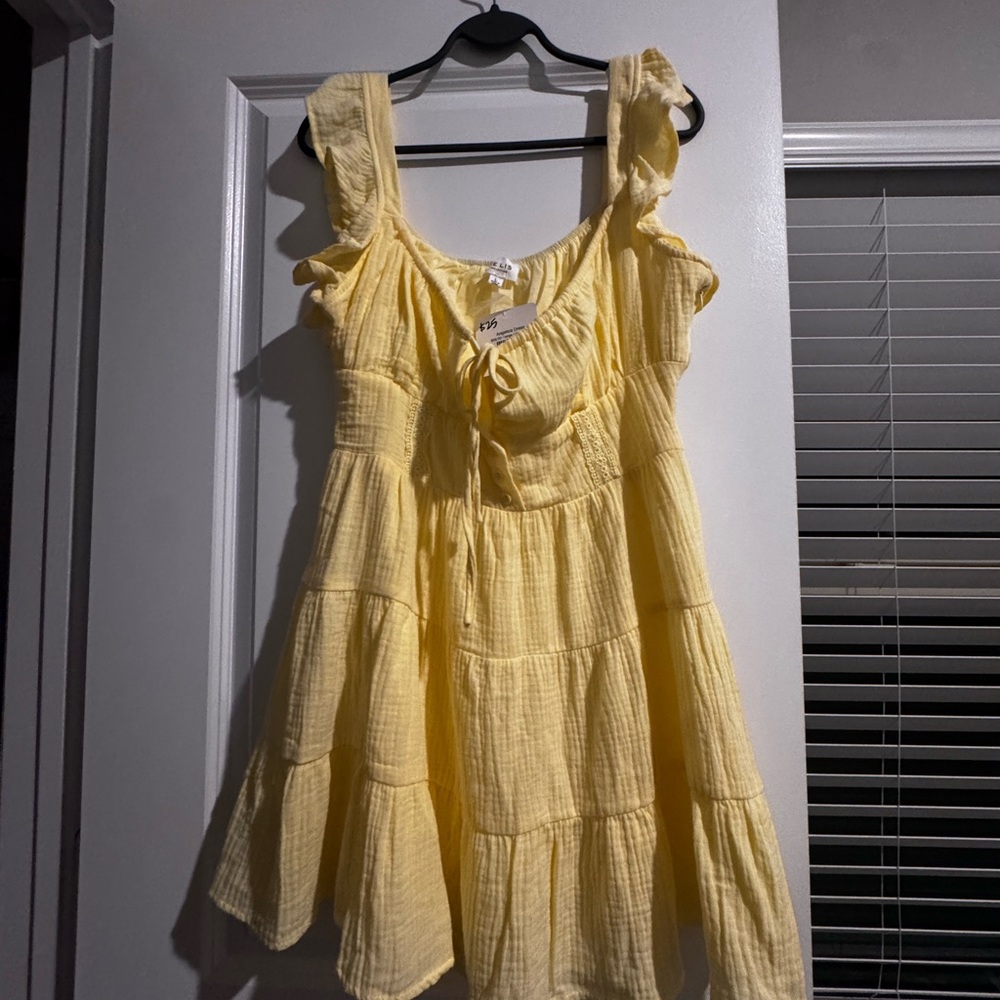Le Lis Yellow Tiered Mini Dress